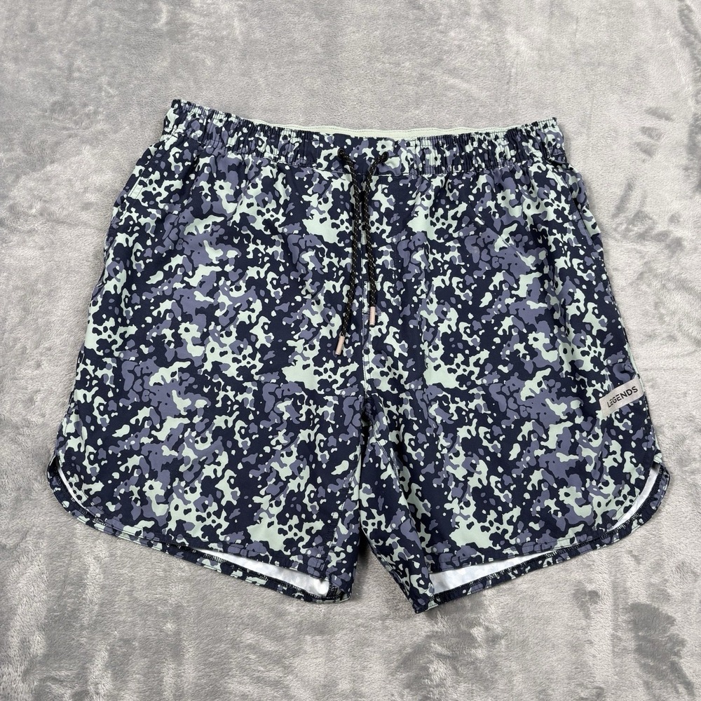Legends Luka Shorts Men's XL Camo Blue 7" Inseam Stretch Gym Train Unlined - Picture 1 of 6